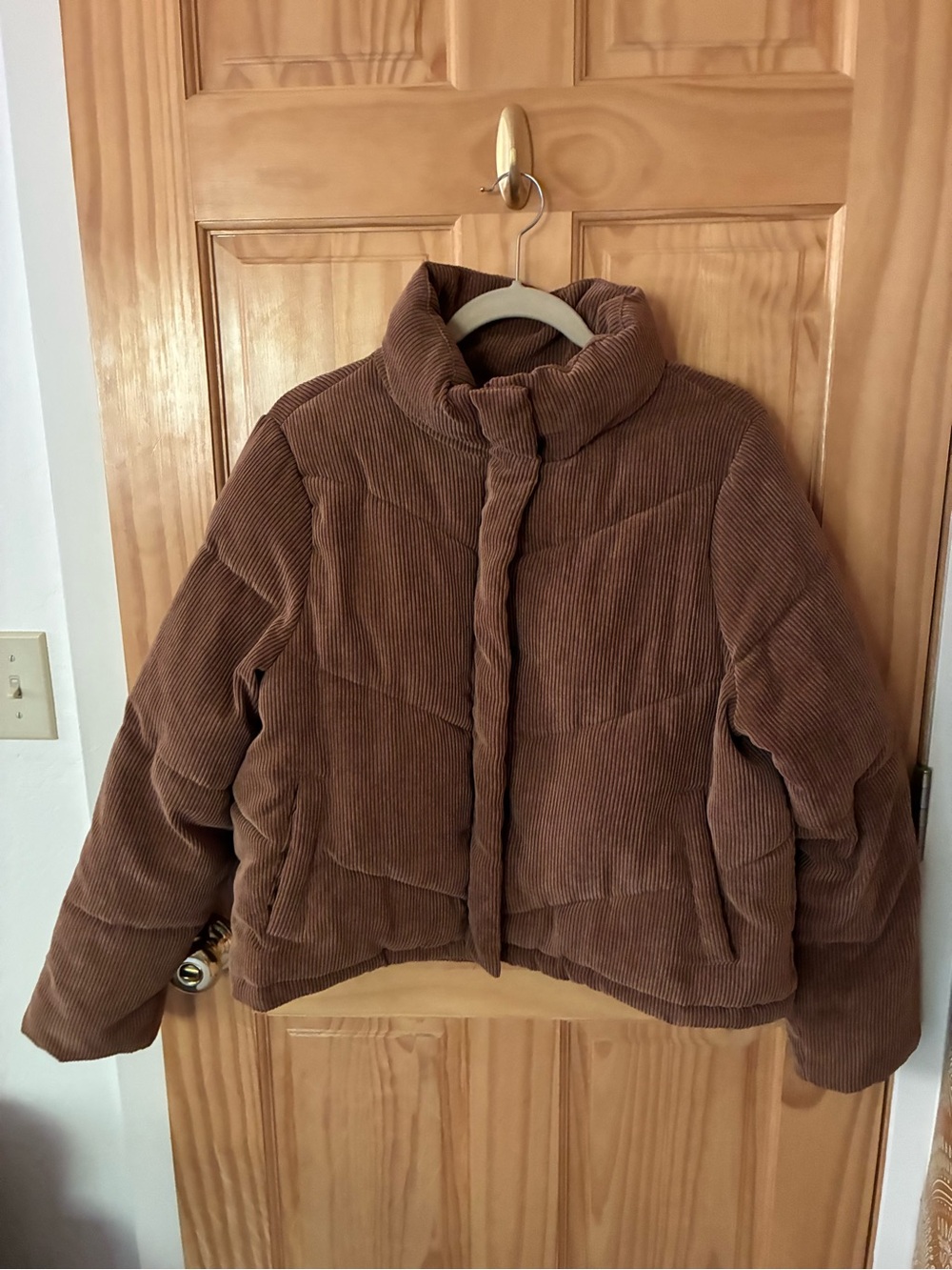Corduroy winter Puffer Jacket - Brown size large